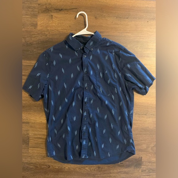 Goodfellow Blue Floral Short Sleeve Button Up Large Slim Fit - Picture 1 of 3